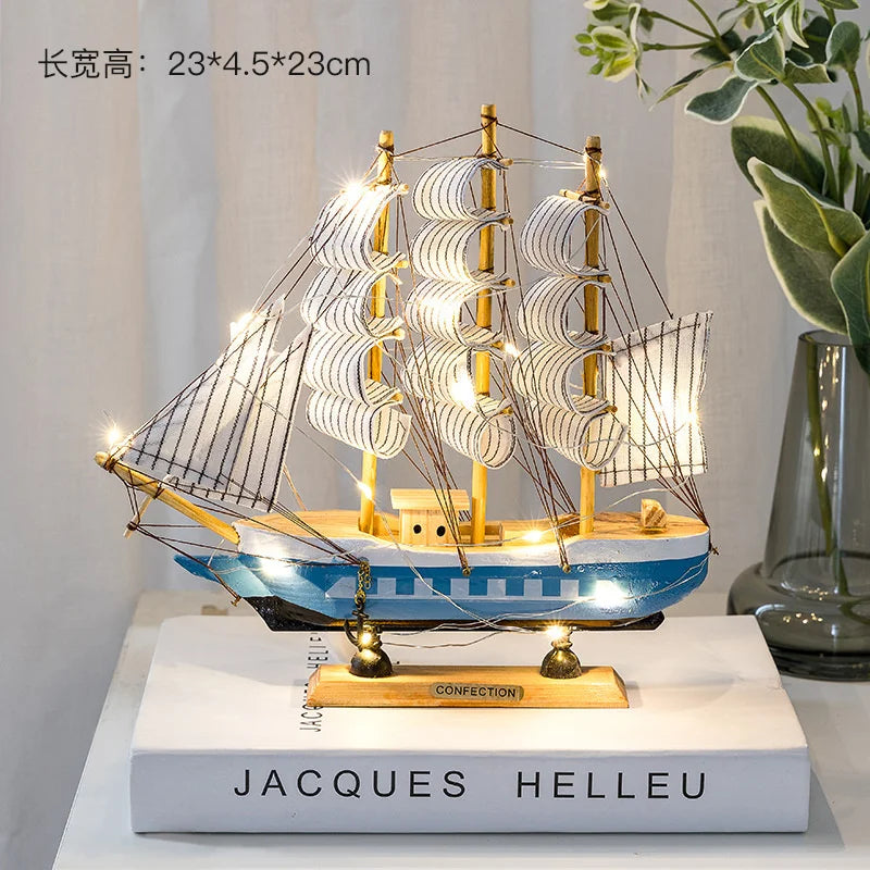 Wooden Sailboat Model Handcrafted Coastal Nautical Decor Table Centerpiece For Living Room Office Desk Gift For Adults And Teens