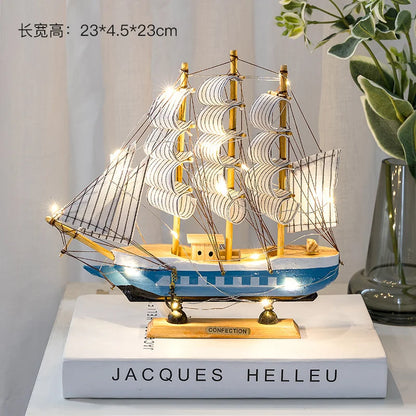 Wooden Sailboat Model Handcrafted Coastal Nautical Decor Table Centerpiece For Living Room Office Desk Gift For Adults And Teens