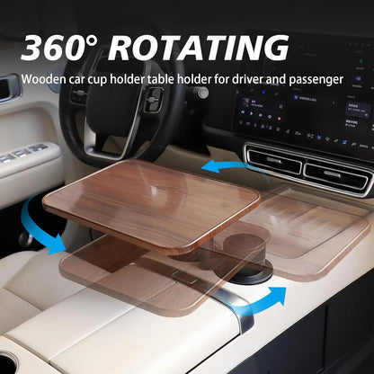 Fold-down Tray For Cars Multi-Function Drink Holder with Food Table 360-Degree Adjustable Base Tray for Snack