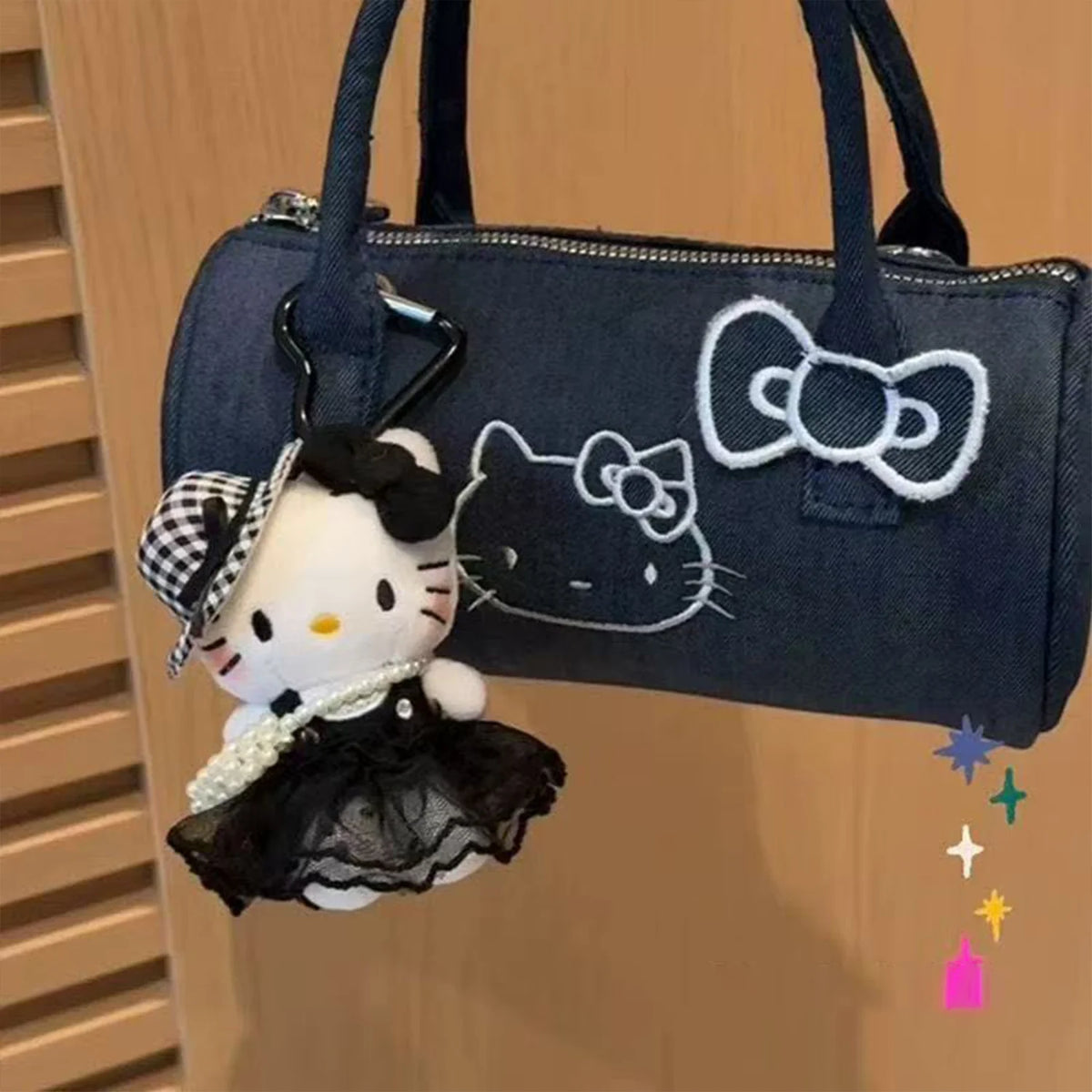Hello Kitty Super Cute Glasses Junior Doll Bag Pendant Cartoon Cute Plush Doll Keychain