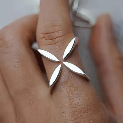 PANJBJ 925 Sterling Silver Geometry Crystal Ring For Women Ellipse Exaggerated Punk Water Drop Open Jewelry Gift Dropshipping