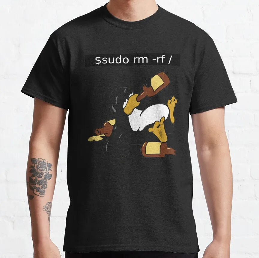 linux tux mario like troll Linux Just Sudo It Geek command computer softwar admin funny t shirt 100% cotton printed plus size