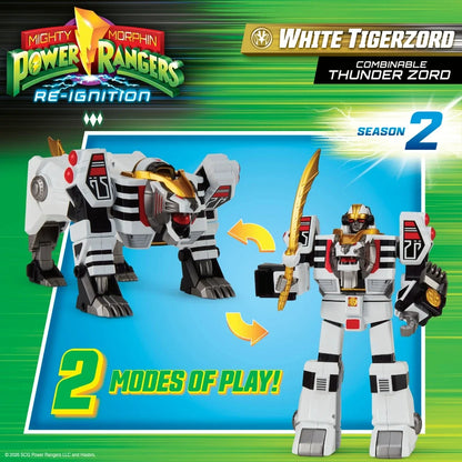 Playmates Mighty Morphin Power Rangers White Tigerzord Single Transform Mecha Loose Toy No Box
