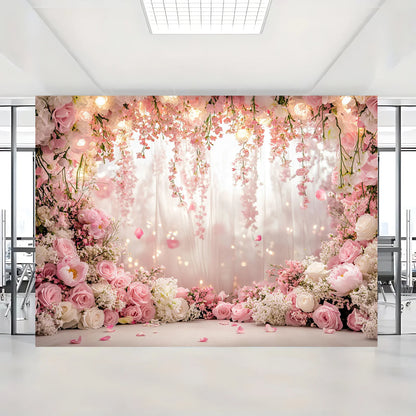 1 romantic flower polyester wedding background light, multi-purpose banner for event decoration, photography