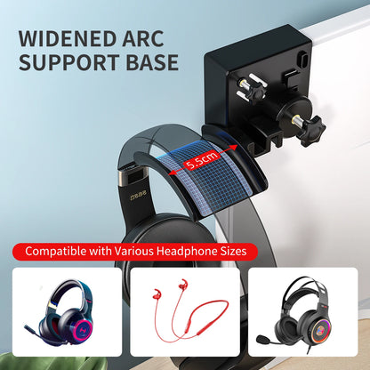 Monitor Headphone Stand Adjustable Clamp-On Saving Space Headset Holder Earphone Hanger for Gaming Office