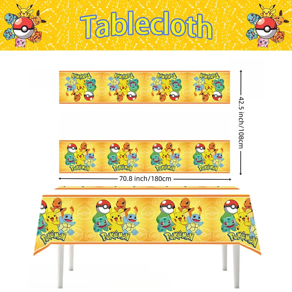 1/10Pcs Pokemon Tablecloth Birthday Decoration Disposable Tablecloth Pikachu Tablecover Kids Birthday Gifts Baby Shower Supplies