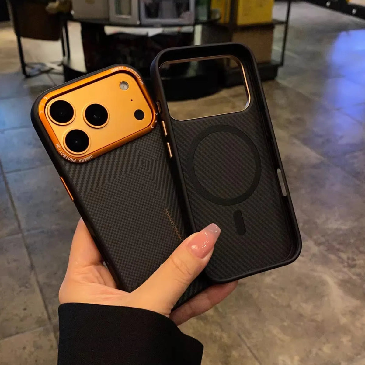 Business Sle Kevlar Carbon Fiber Leather Magnetic Case For IPhone 17 Pro Max 16 15 14 Wireless Charging Anti-drop Protect Cover