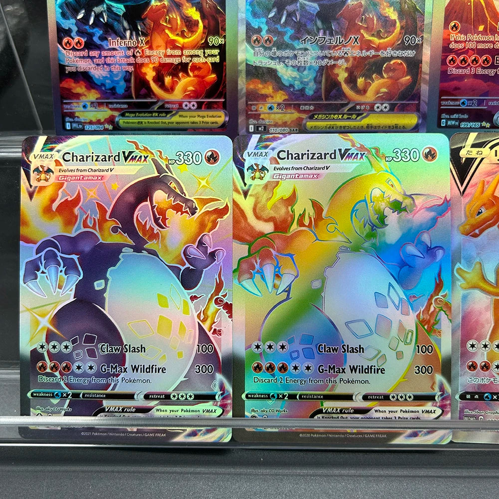125/110 Mega Charizard Ex DIY Anime PTCG Flash Charizard Series Card En/jp Collect Battle Flash Cards Holiday Child Gifts Toy