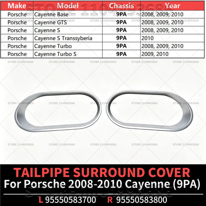 For Porsche 2008 2009 2010 Cayenne (9PA) Tailpipe Surround Cover OEM 95550583700 95550583800 95550583800U90 95550583700U90