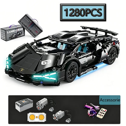 1280PCS Black Samurai Remote Control Sports Car Model DIY Building Blocks Racing Puzzle Toy for Children Gift