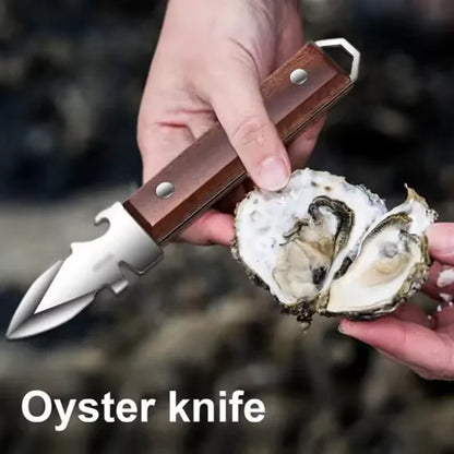 Japanese 304 Stainless Steel Seafood Scallop Pry Knife with Wooden Handle Oyster Knives Sharp-edged Shucker Shell Seafood Opener