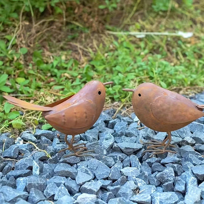1/2Pcs Rustic Metal Birds Outdoor Garden Decor, Iron Art Bird Statue Sculpture Ornament for Yard, Patio and Lawn Decoration