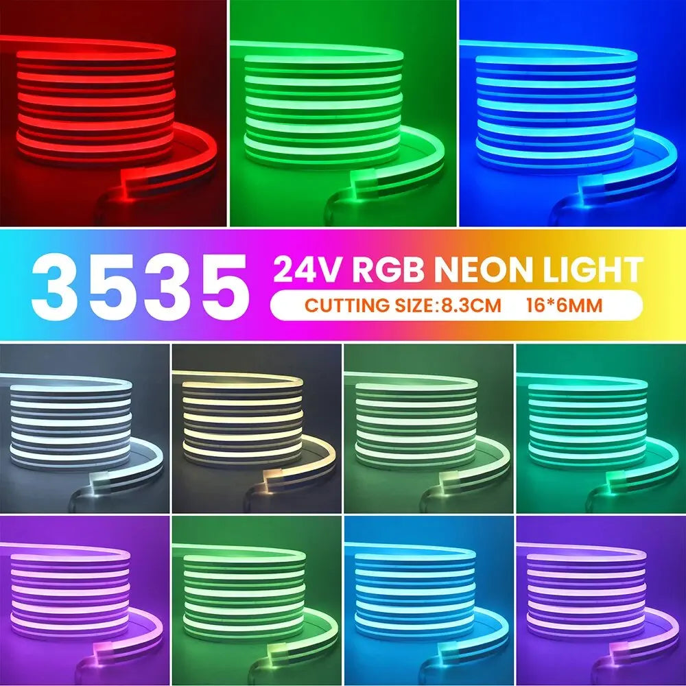 Neon Rope Light 24V 5M 10M 15M 20M 30M Rgb Bluetooth Neon Led Strip Light Outdoor Waterproof Multicolor Neon Flexible Diode Tape