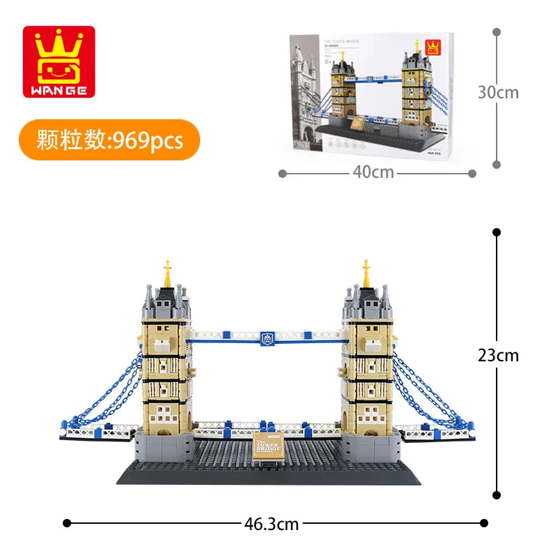 WANGE City Architecture Sydney Opera Santorini Building Blocks Chamartin Stadium Mosque Assembled Model Collection Toys For Gift