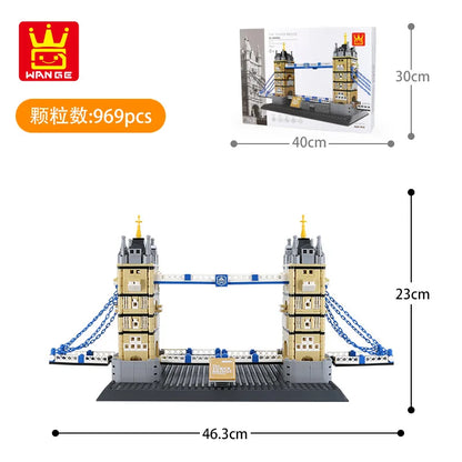 WANGE City Architecture Sydney Opera Santorini Building Blocks Chamartin Stadium Mosque Assembled Model Collection Toys For Gift