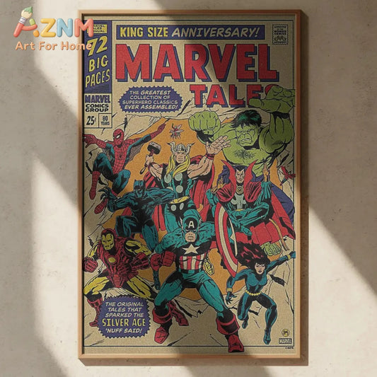 Marvel Tales Wall Art Poster, Vintage Avengers Comic Print, Nostalgic Superhero Decor, Classic Marvel Comics Art