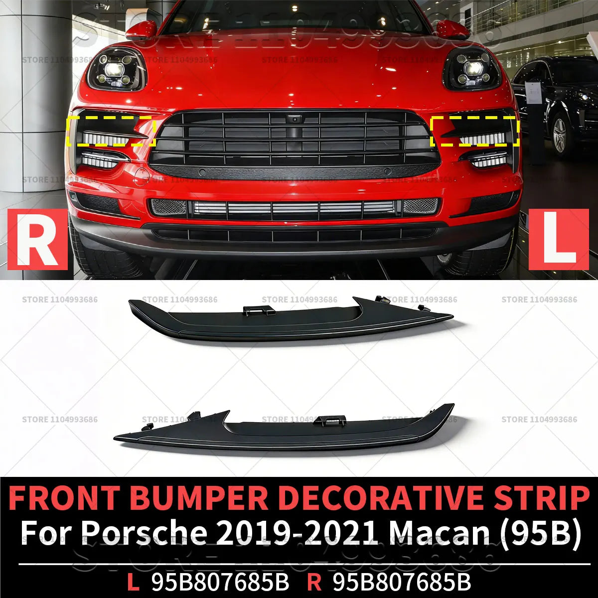For Porsche 2019 2020 2021 Macan (95B) FRONT BUMPER DECORATIVE STRIP OEM 95B807685B 95B807686B 95B807685B1E0 95B807686B1E0