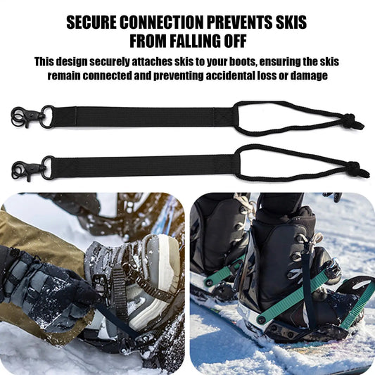 2pcs Ski Snowboard Leashes Safety Cord with Buckle Replacement Anti Loss Security Strap for Snowboarding Skiing Winter Sports