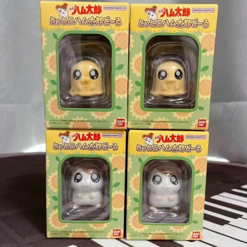 Bandai Genuine Hamtaro Hamster Collection Ornaments Anime Figure Model Kawaii Doll 6pcs Desktop Decoration Collection Toys Gifts