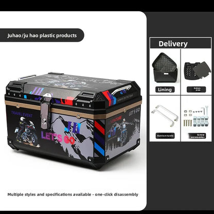 68L Electric Vehicle Trunk Large-Capacity Universal Motorcycle Tail Box Waterproof Electric Bike Delivery Storage Box
