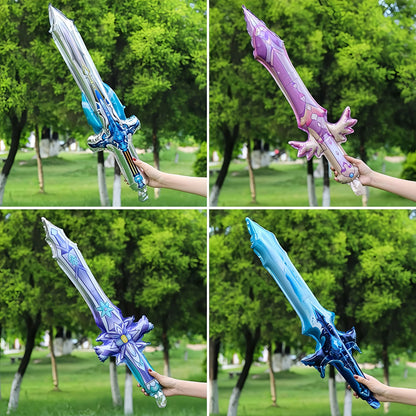 4PCS Mylar Sword Balloons，Gaming-Themed Party Decor & Kids Toy Balloons, Reusable Air Inflatable for Birthday, Cosplay, and Fest