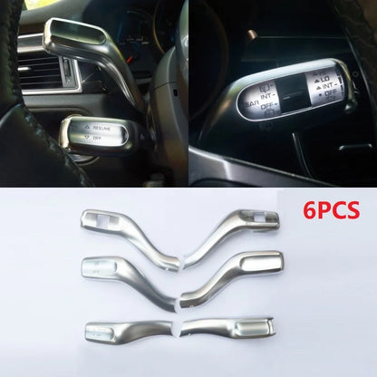 For Porsche Panamera Macan Cayenne Car Steering Wheel Wiper Lever Rod Sticker Cover Trim 6PCS ABSInterior Accessories