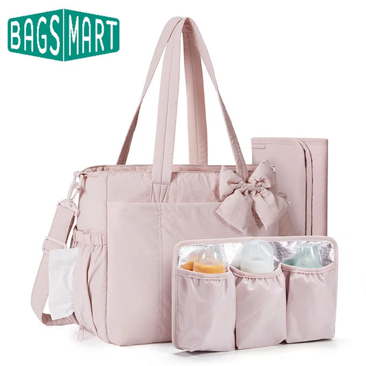 BAGSMART Mommy Diaper Bag Stroller Organizer Multifunctional Baby Diaper Handbag with Changing Large Capacity Maternity Totes