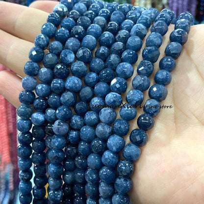 Natural Stone 7-8MM Faceted Square Lapis Lazuli Loose Cube Spacer Beads for Jewelry Making Diy Earrings Bracelets Accessories