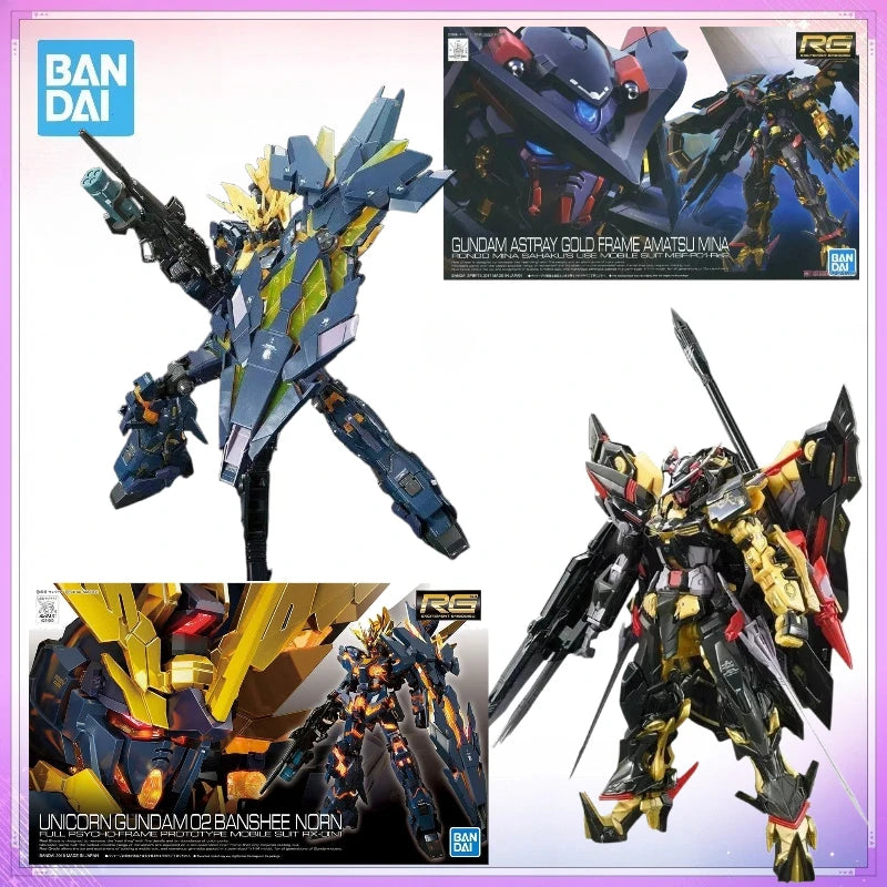 Bandai Original Gundam RG 1/144 ASTRAY GOLD FRAME AMATSU MINA Anime Action Figure Assembly Model Kit Gunpla Collection Genuine