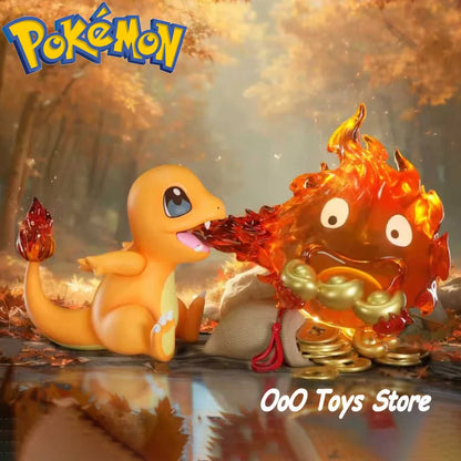 Anime Pokemen Figure Charmander Bite Calcifer Action Figures Pvc Statue Desktop Ornamen Collection Model Toys Gifts 8cm