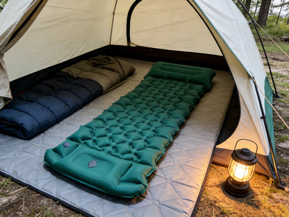 2026!Thicken Camping Mat Inflatable Mattress Sleeping Bed Tent Moisture-Proof Built-in Foot Pump Sleeping Pad with Pillow