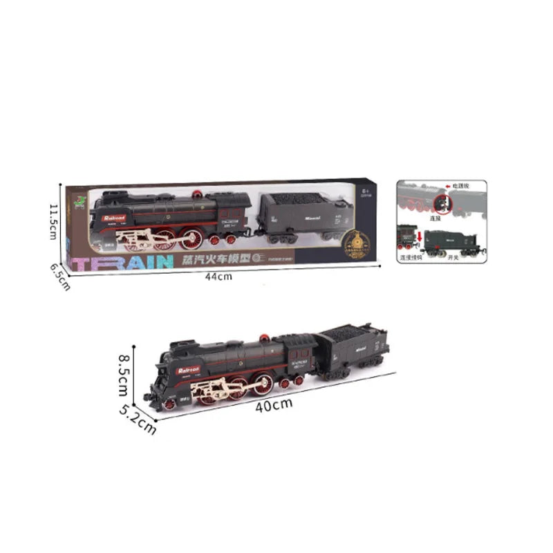 Vintage Steam Train Track Accessories Simulation Electric Train Model Retro Track Train Boy Toys Gift For Kids