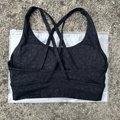 Solid Color Soft Cross Back Women Fitness Bra Tights Yoga Vest High Strength Shockproof Gym Sports Top Push Up With Chest Pad