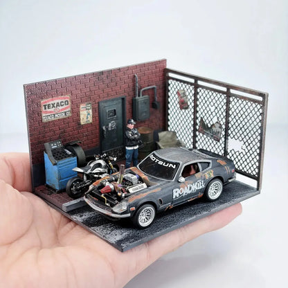 1:64 Mini Micro Building Back Door Back Alley Street Corner Car Model Miniature Scene Kit 3D Print DIY Blank Model Desktop Ornam