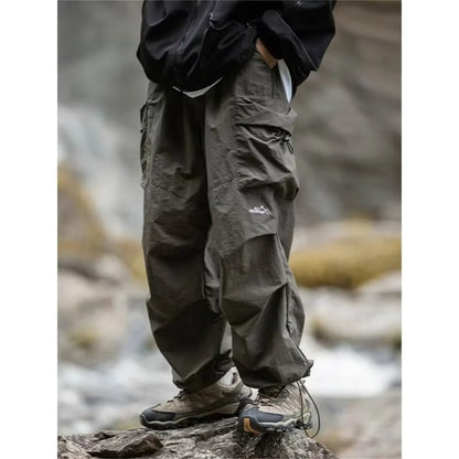 Men's Spring and Autumn New Waterproof Hip Hop Mountaineering Pants Casual Harajuku Work Pants Black Cargo Outwear Pants