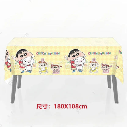 Crayon Shin-chan Birthday Party Disposable Paper plate Cake Topper Hanging Flag Crayon Shin-chan Balloon Birthday Decorations