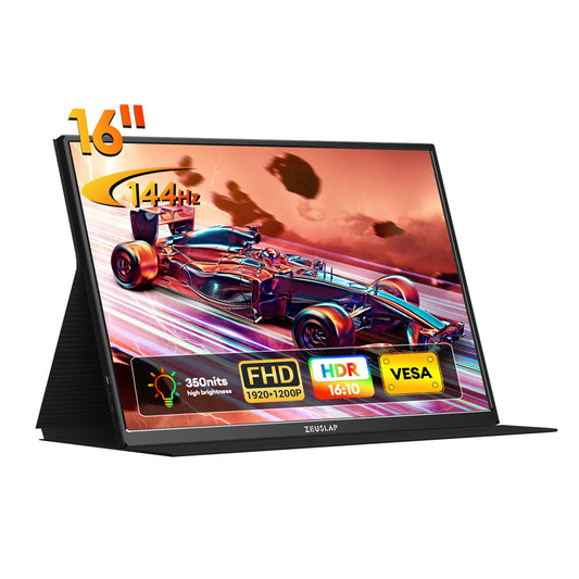ZEUSLAP P16 Ultra 16" FHD 144Hz Portable Gaming Monitor for Nintendo Switch 2, PS5, Xbox & Laptop, 350 Nits USB-C External Displ