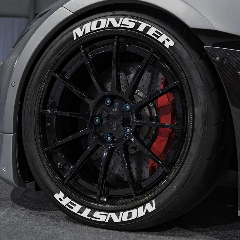8pcs/lot MONSTER Car Tire Decals 3D PVC Joined Stickers Tire Decor Stickers Car Tuning Tire Decoration Decals Tyre Label Sticker