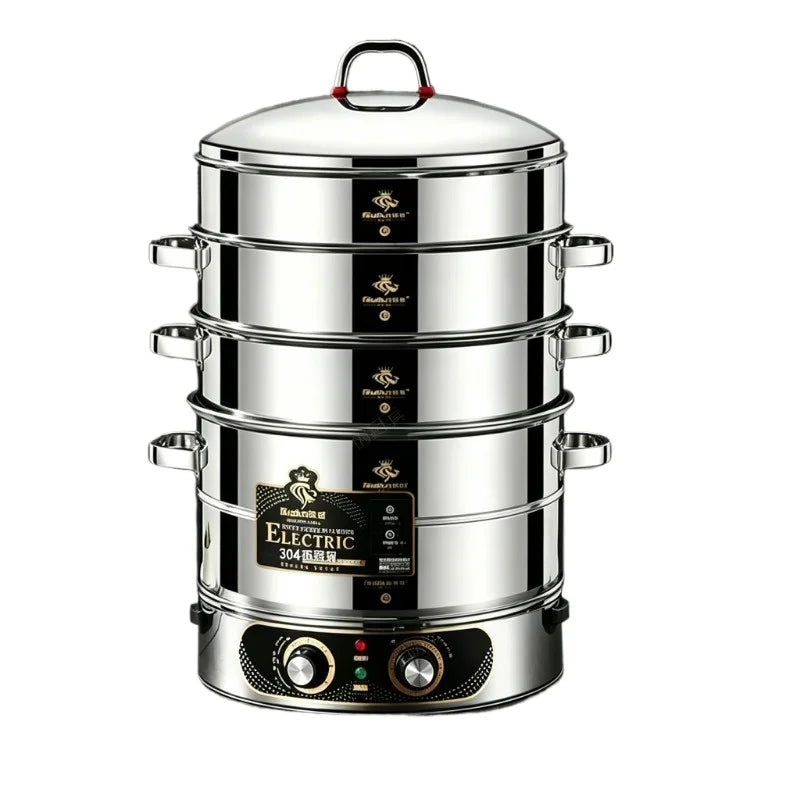 Composite Bottom 48CM Large Electric Food Steamers Thickened Healthy Cooker with Anti-Dry Burn for Home Commercial Kitchen 220V