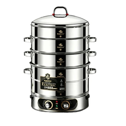 Composite Bottom 48CM Large Electric Food Steamers Thickened Healthy Cooker with Anti-Dry Burn for Home Commercial Kitchen 220V