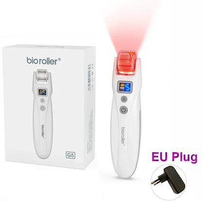 Bio Roller G5 540 Needles EMS Microneedling Derma Roller LED Light Therapy Vibration Microcurrent Facial Device With 2Pcs Heads