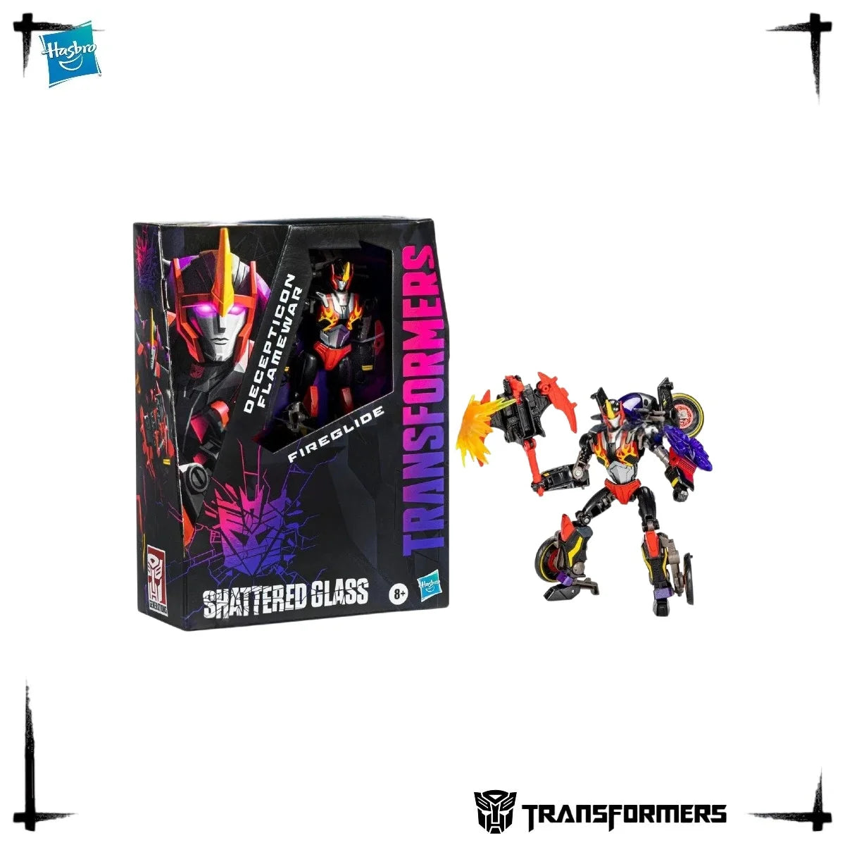 Official First Edition Hasbro Transformers Shattered Glass Flamewar Fireglide Action Figure Decepticon Collection Toy