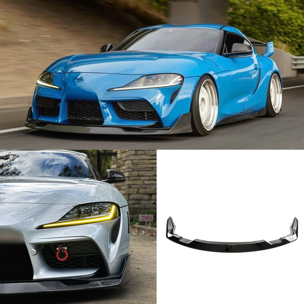 For Toyota Supra A90 A91 2020-2024 Car Accessories Front Bumper Lip Spoiler Diffuser Matte/Glossy Black Carbon Fiber Style