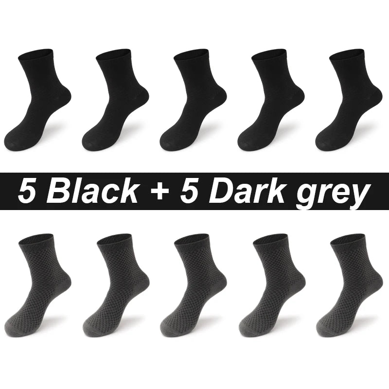 High Quality 10 Pairs/lot Men Bamboo Fiber Socks Breathable Compression Long Socks Business Casual Male Large size 38-45