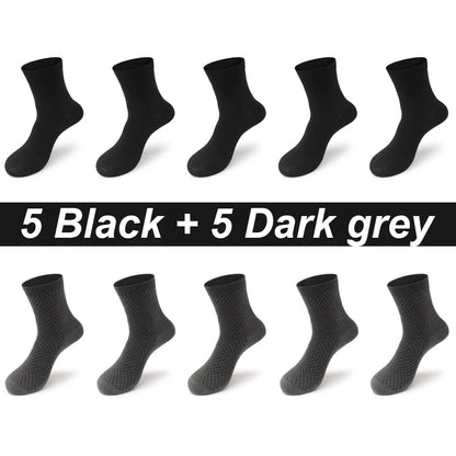 High Quality 10 Pairs/lot Men Bamboo Fiber Socks Breathable Compression Long Socks Business Casual Male Large size 38-45