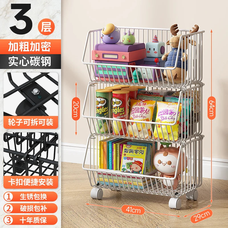 주방수납 Rolling Storage Cart Multipurpose Rustproof Modern Storage Cart Kitchen Multi-layer Trolley with Wheel Kitchen Furniture
