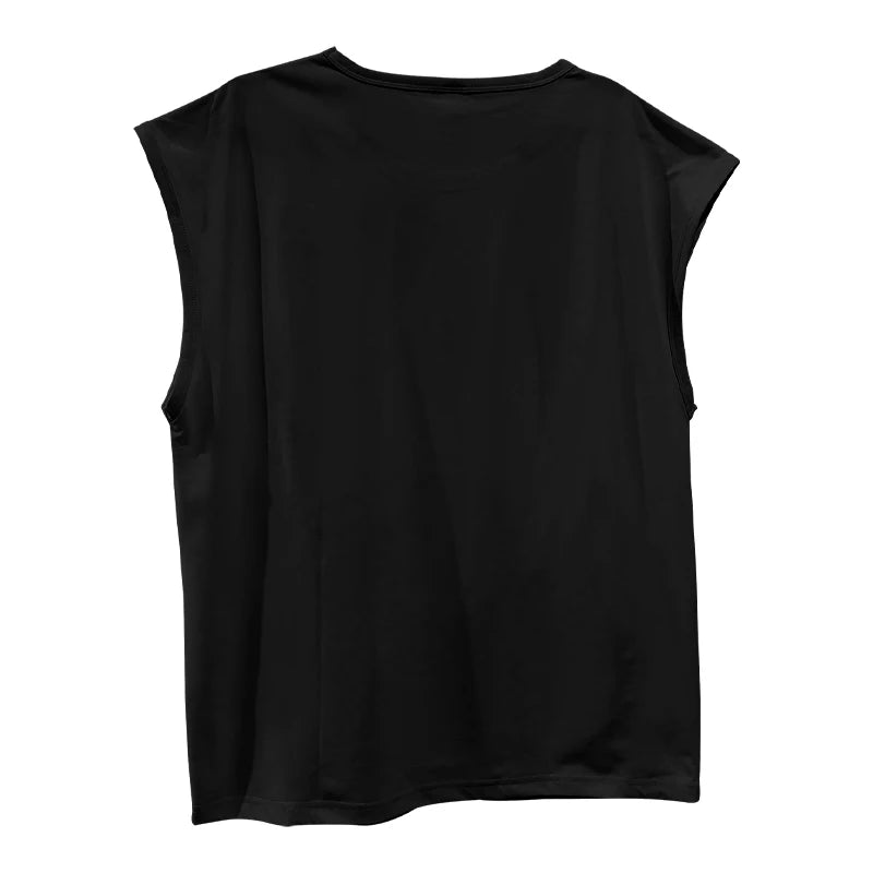 Independent Station 24 Cross-Border Men's Summer New Sleeveless T-Shirt Youth Casual Loose Solid Color Thin Shoulder T-Shirt Spo