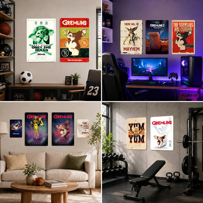 Gremlins Aluminum Posters Customized Metal Tin Sign Vintage Premium Dramatic Screen Scene Wall Art For Film Fans And Theaters