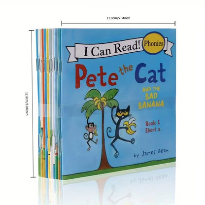 12 Books Set Pete the Cat I Can Read, Mini Portable English Picture Books, Kids Storybooks, Primary English Learning