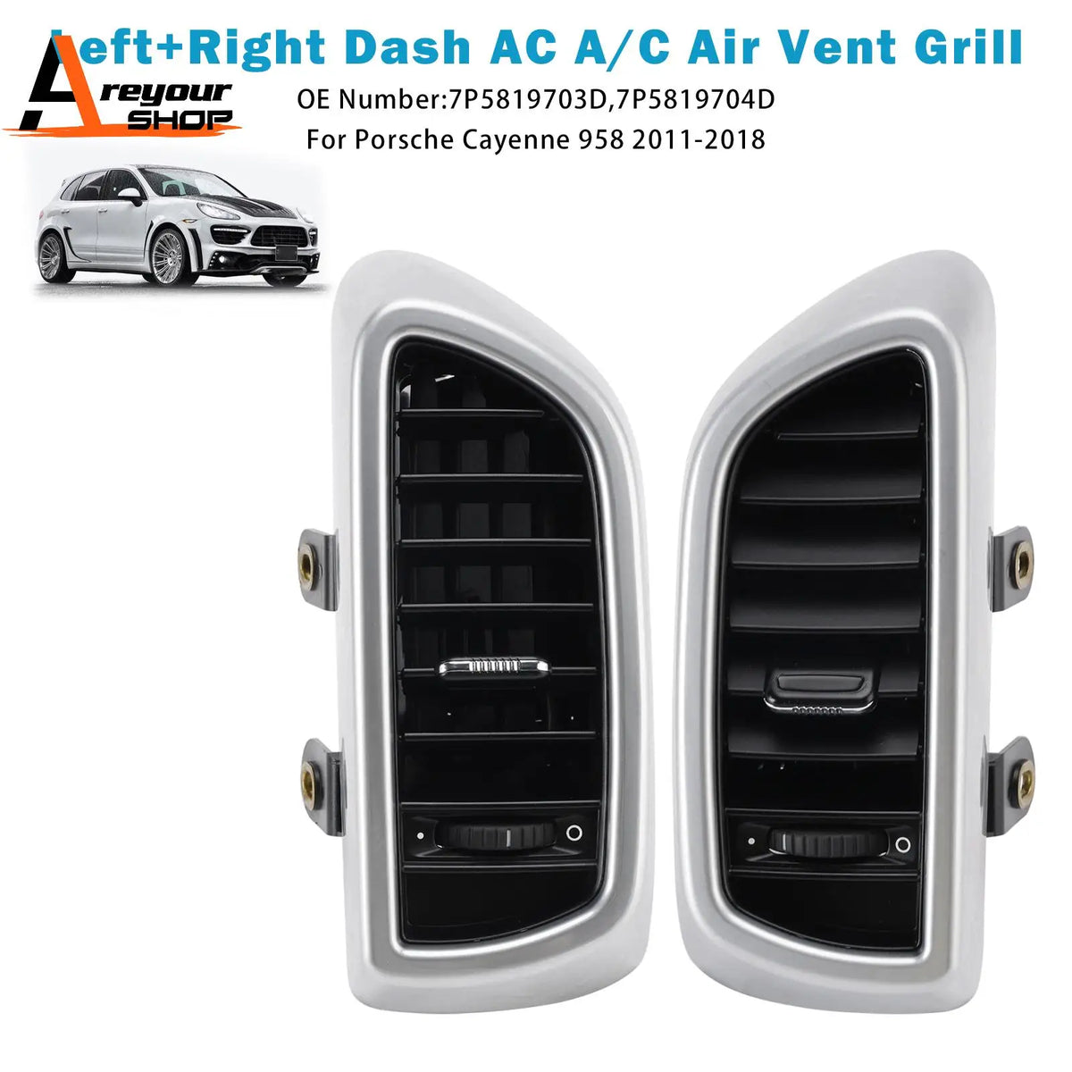 Areyourshop Dash AC A/C Air Vent Grill for Porsche Cayenne 958 2011 2012 2013 2014 2015 2016 2017 2018